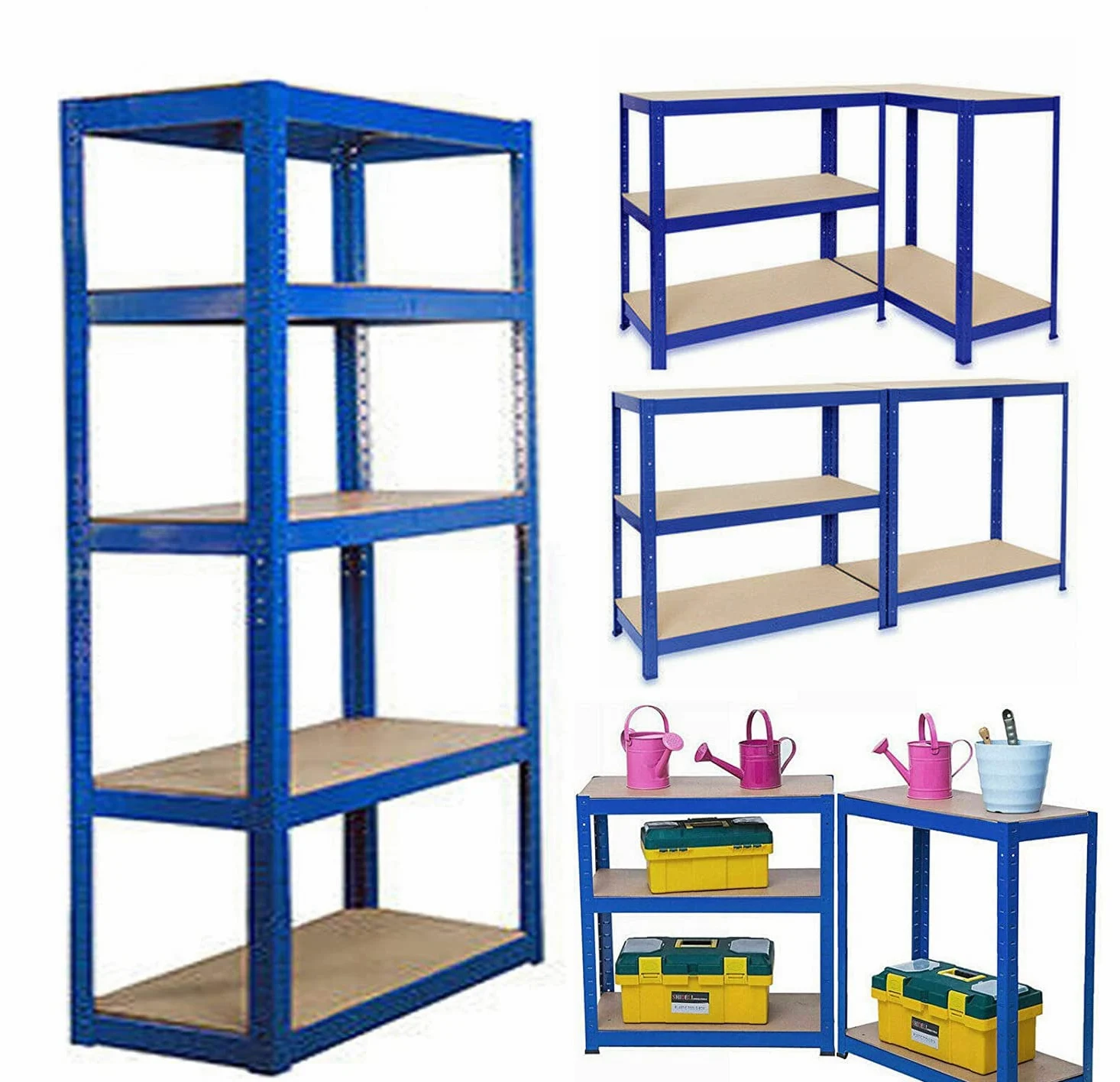 Scaffalatura Garage 200cm x 100cm x 50cm, Scaffalatura metallo Robusto Scaffalatura a 5 Ripiani, Facile da Montare, Portata 875 kg, Colore: Blu