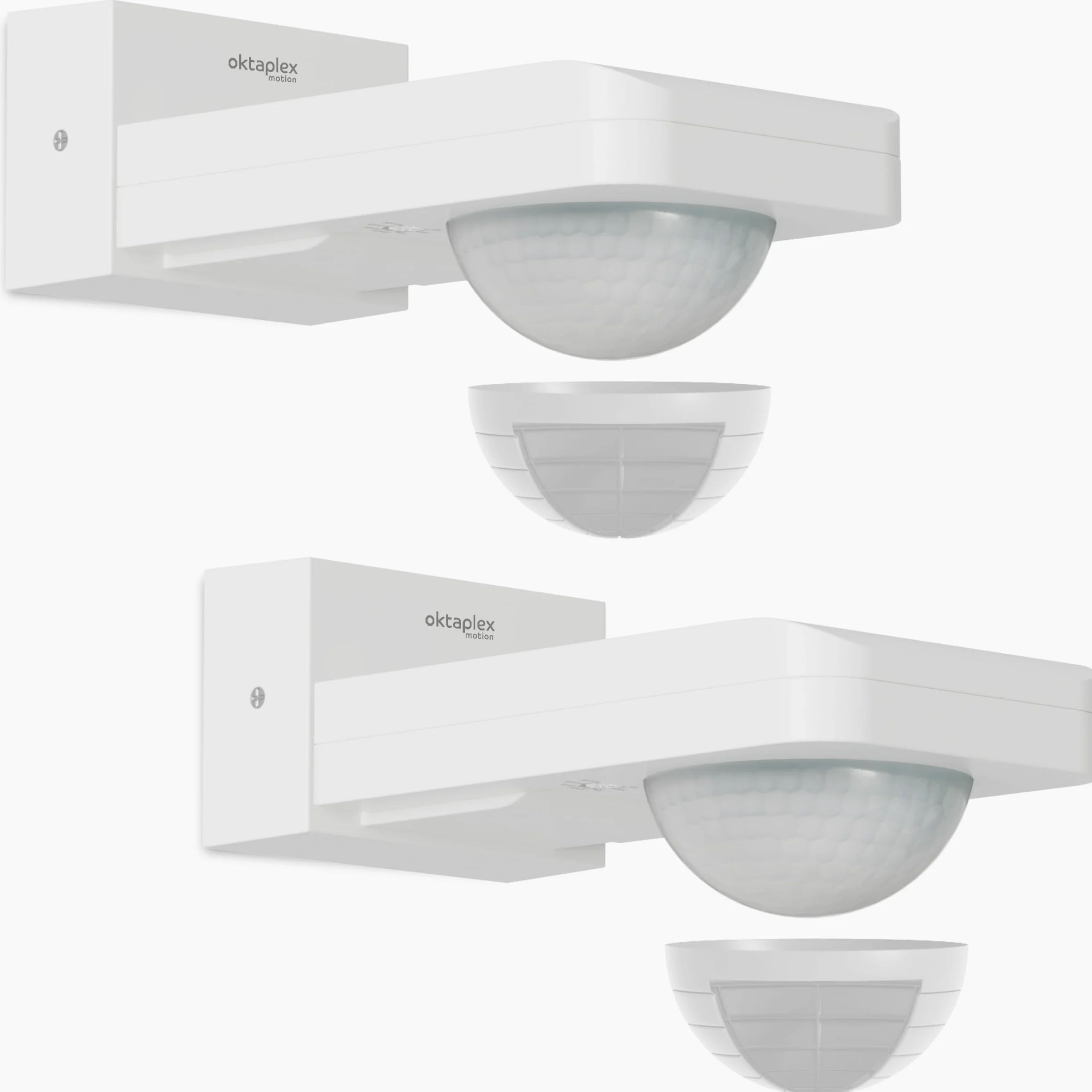 Oktaplex Tea set da 2 sensori di movimento per esterni Bianco 9 m | Sensore di movimento da superficie orientabile 360 ​​gradi 9 m IP65 230 V per soffitto e parete