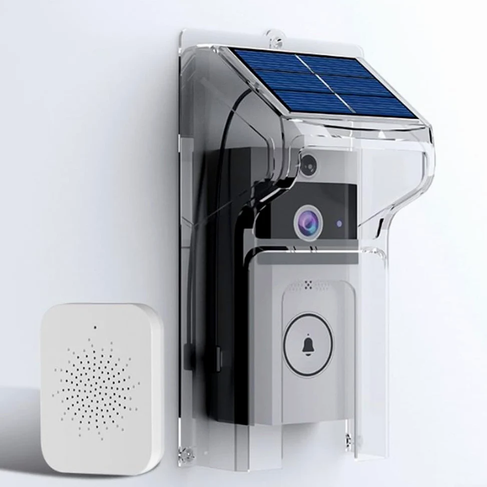 HpLive Campanello wireless wireless con pannello solare, parapioggia impermeabile, visione notturna e citofono bidirezionale per ingresso di casa (A)