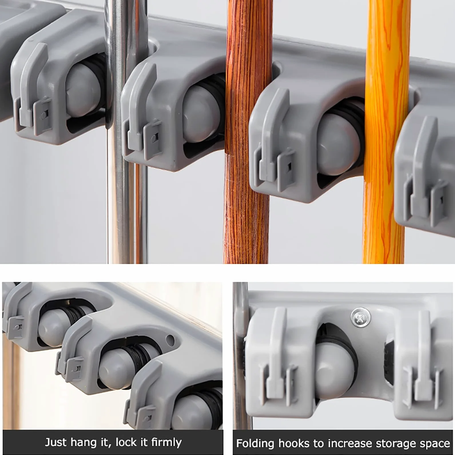 Portascope Esterno Balcone,Portaspazzole Pratico,Mobile da Esterno Porta Scope,Portascopa da Parete,appendi Scope,per Bagno,Cucina,Garage,Organizer per Attrezzi da Giardino (Size : 5slots)