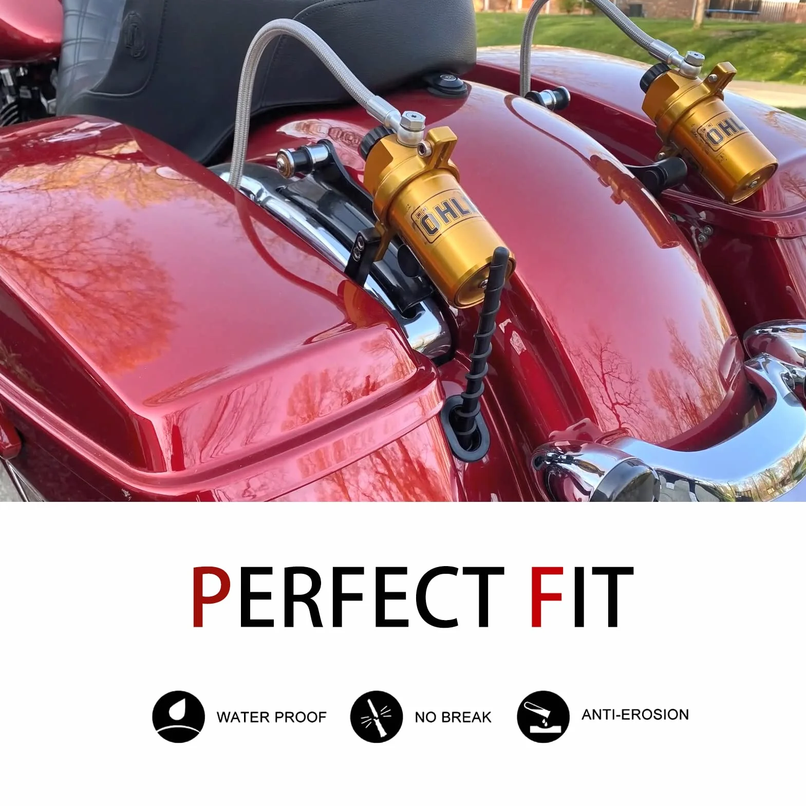 Antenna per moto corta 17,8 cm compatibile con Harley Davidson Tour Electra Road Glide Trike Ultra Classic 1989-2021 | in gomma morbida | progettata per una ricezione radio ottimizzata