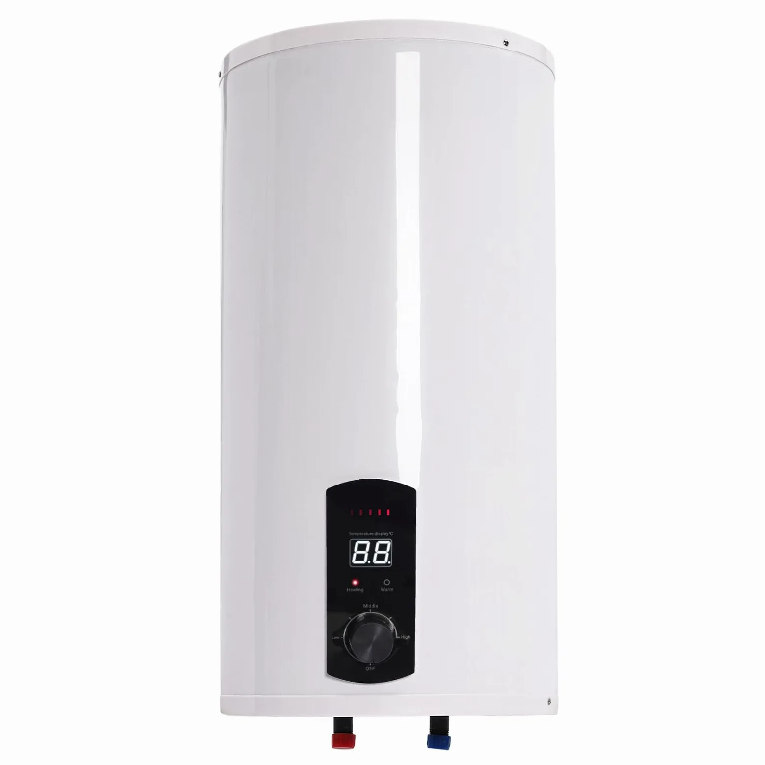 Scaldabagno Elettrico Verticale 80L Schermo Digitale 2000W Parete | 2000 W, IPX4, viene fornito con doccetta e rubinetto, installazione a parete - cucina, bagno, caravan, casa.