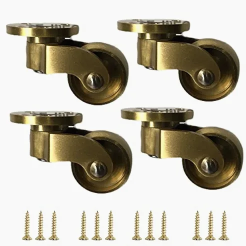 Set di Ruote piroettanti Resistenti - Struttura in Ottone Massiccio per Uno Scorrimento Fluido. Perfette per mobili e armadi. Installazione Semplice e affidabile.