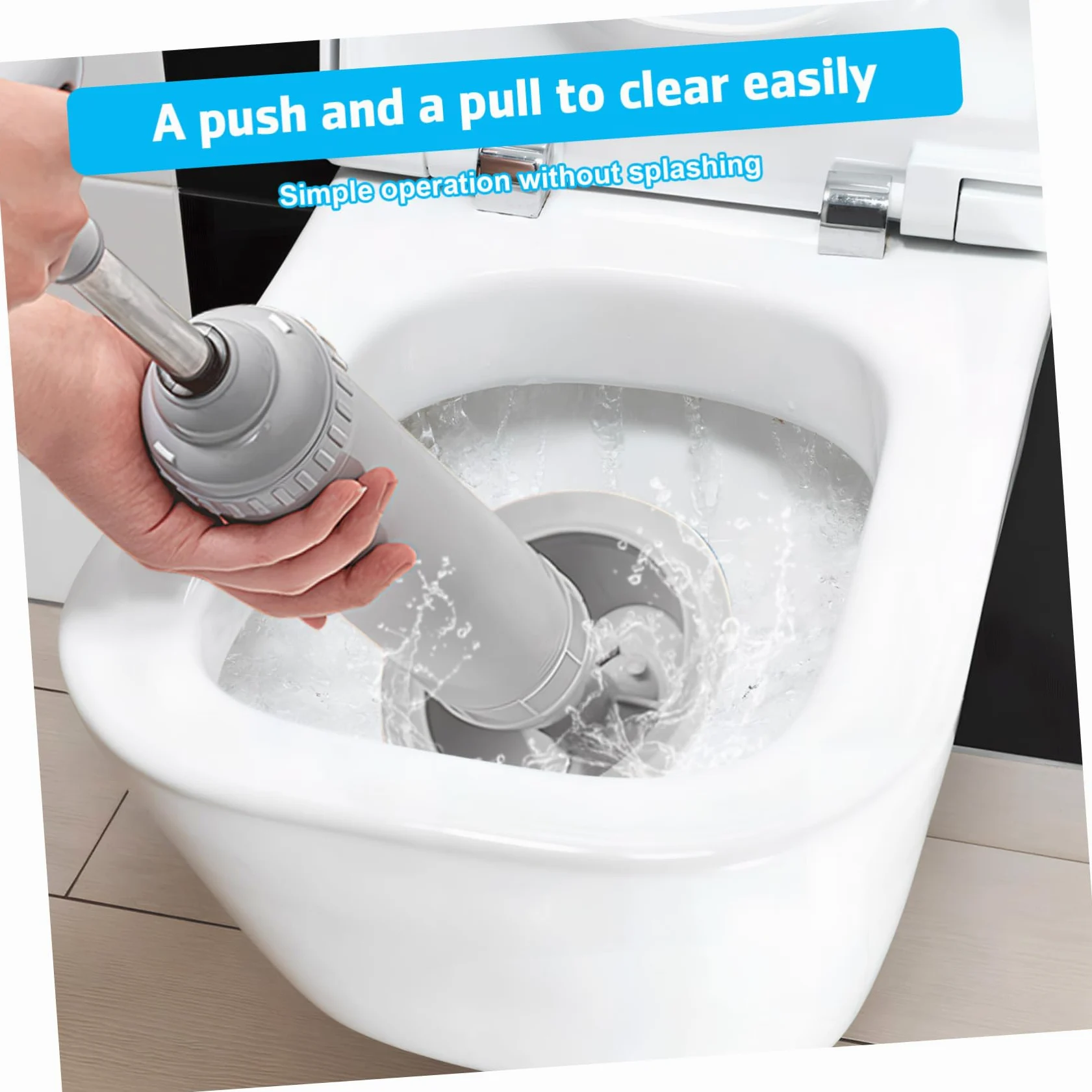VILLCASE Stura WC ad Alta Pressione, Pompa per Sturare Lavello e Toilette, Acciaio Inox e Pp, Bianco, per Bagno e Cucina