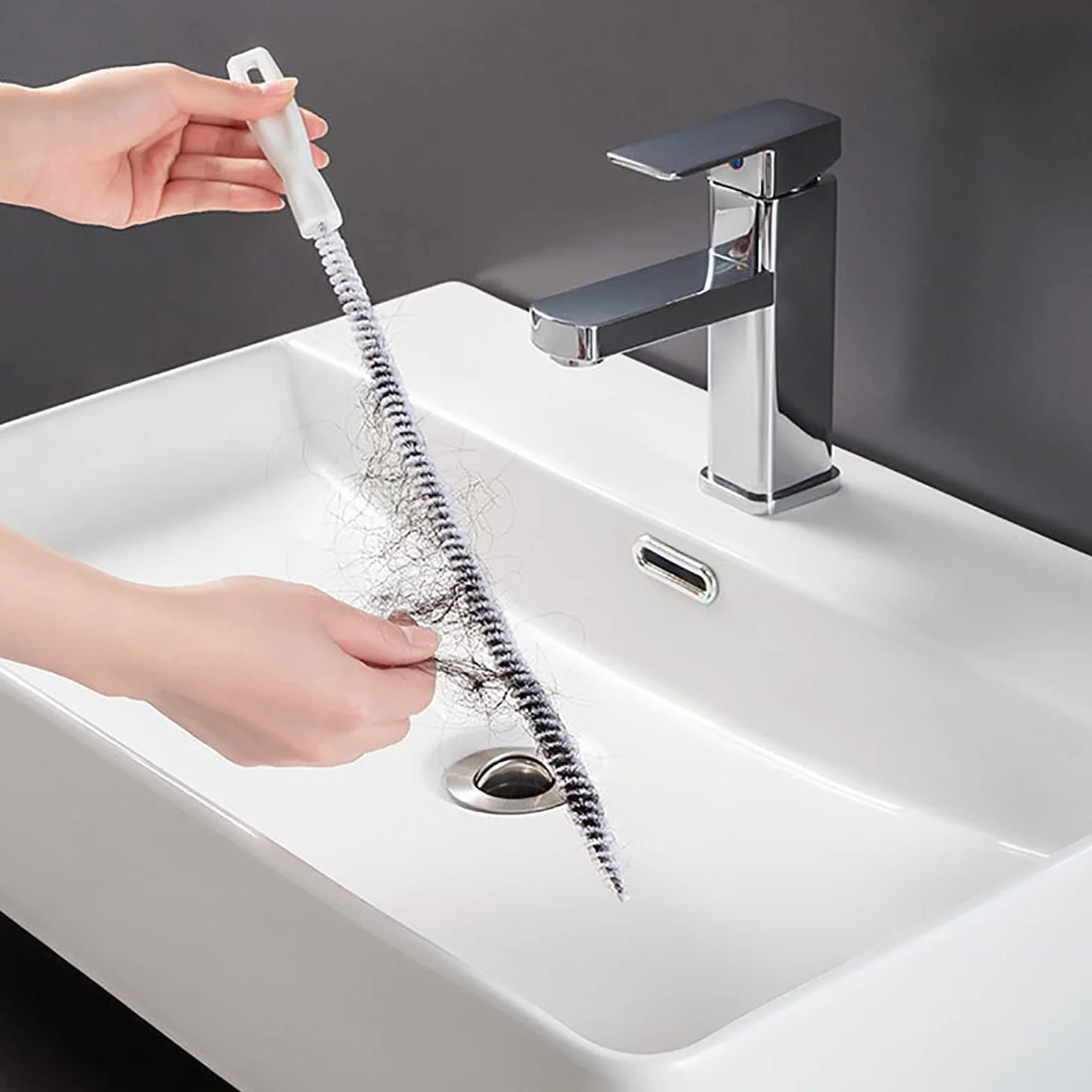 KEYRI Spazzola di pulizia per lavello 45cm Stura lavandini e Scarichi 2 Pezzi