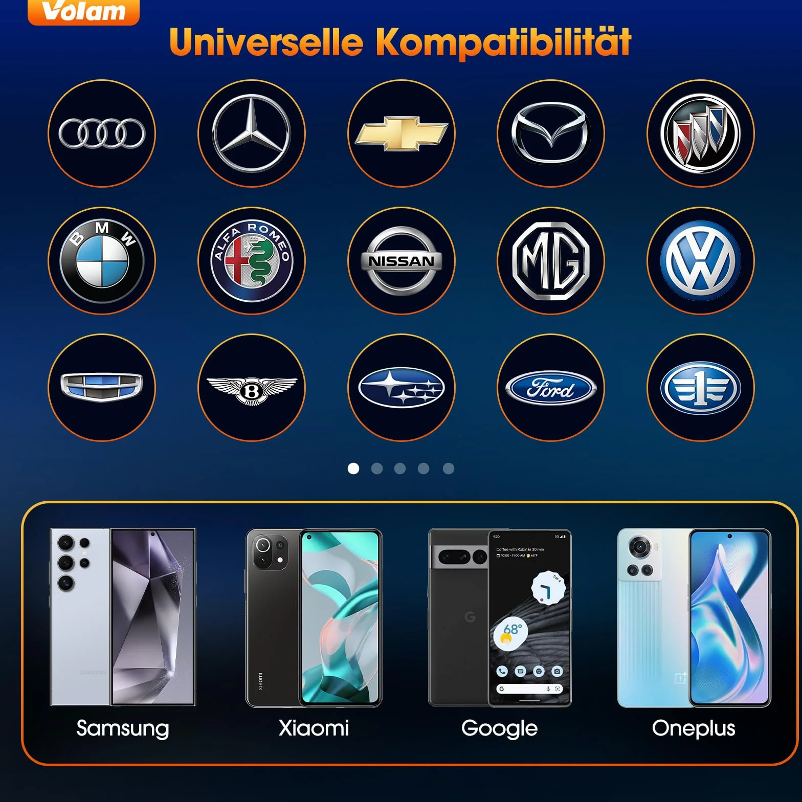 Volam Adattatore Wireless per Android Auto, Converti Wired in Wireless, Plug & Play Senza Latenza Per A-ndroid 11+, dal 2016 al 2020