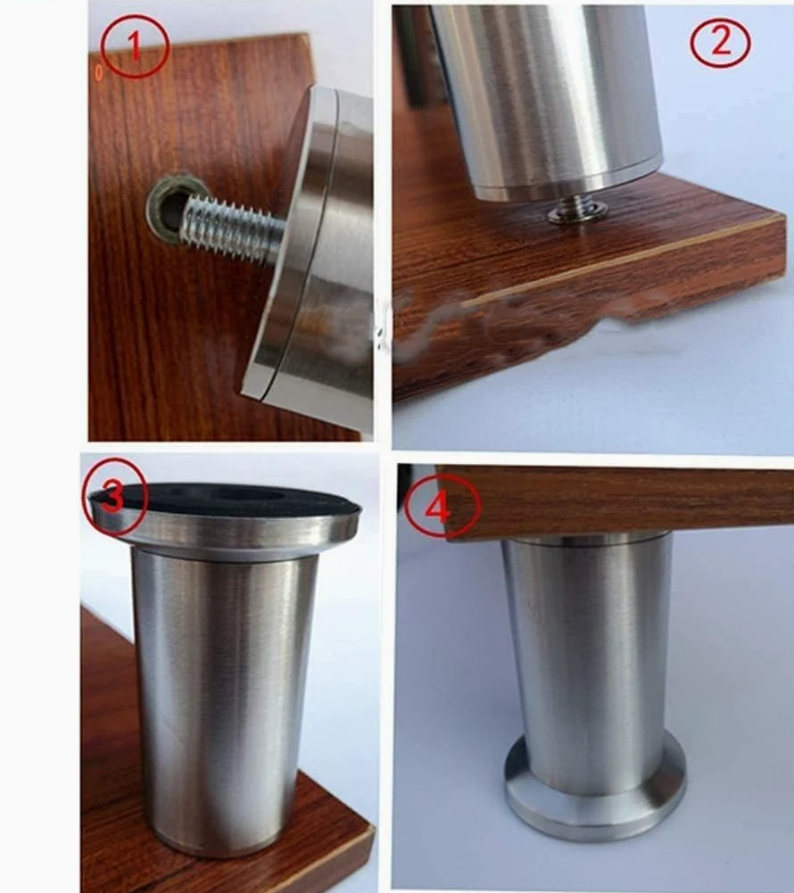 Feng Shui， Gambe per tavoli per mobili Resistenti 4 Pezzi Piedini per mobili in Altezza Regolabile Gambe per mobili in Acciaio Inossidabile 3-73 cm Piedini di Supporto per mobili in Metallo Gambe