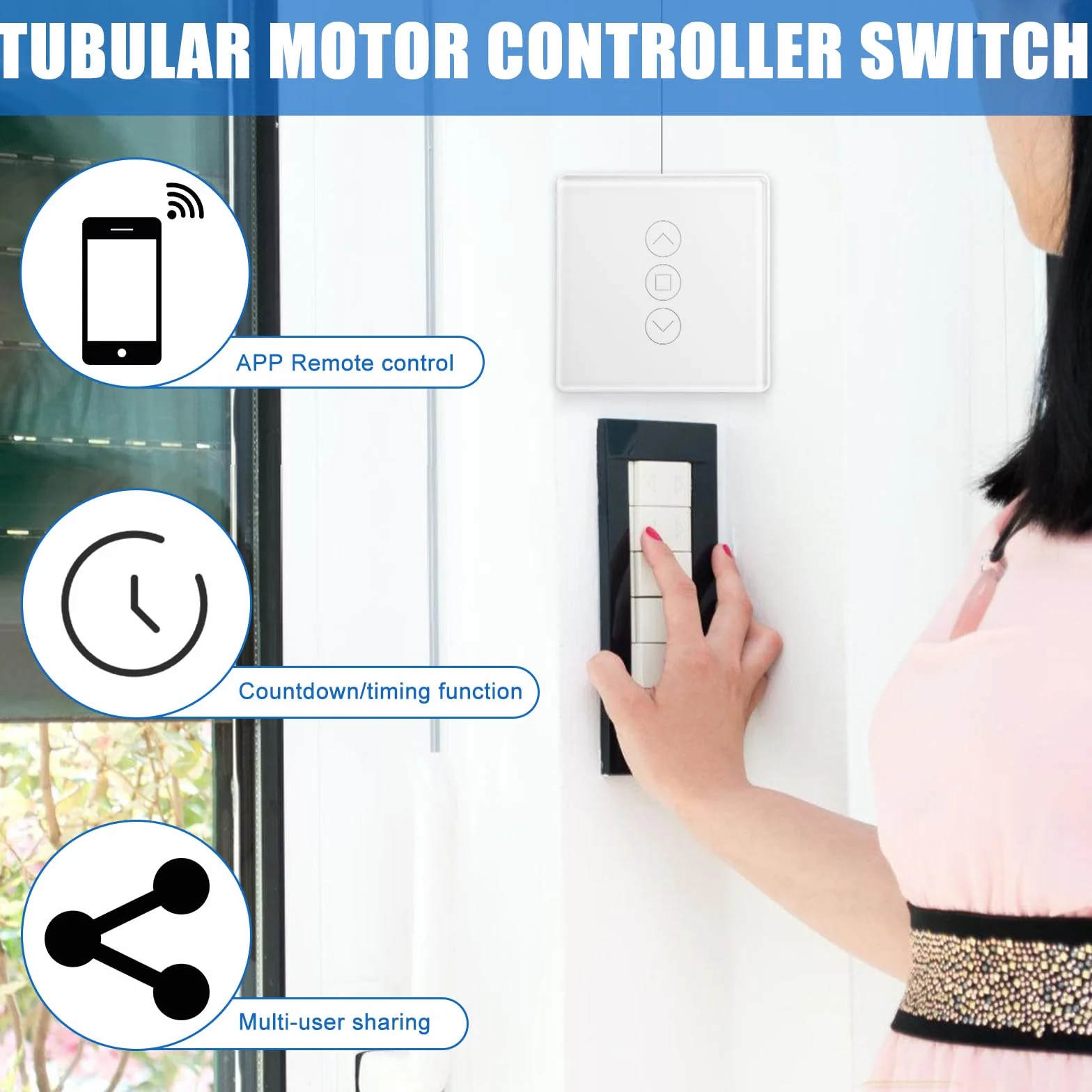 4 interruttori Wi-Fi per tapparelle, interruttore intelligente per tapparelle, interruttore per tapparelle 2.5D, compatibile con Alexa/Yandex/Google Home, timer e controllo vocale, scala neutra