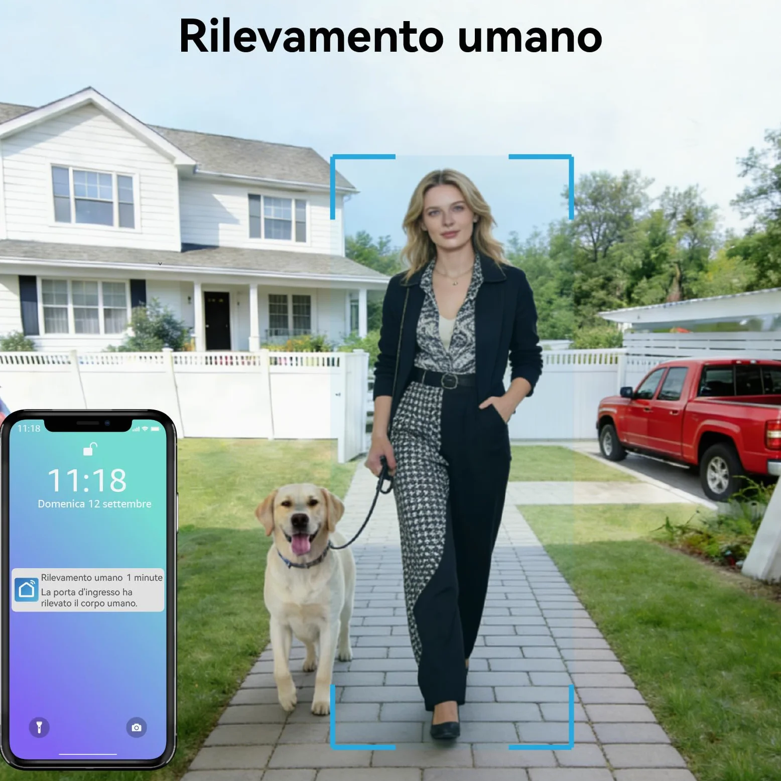 Sistema Videocitofonico Domestico Intelligente, videocitofono cablato con 2 Schermi da 7 pollici, Sblocco Remota, Audio Bidirezionale, RFID, visione notturna,per 2Famiglie