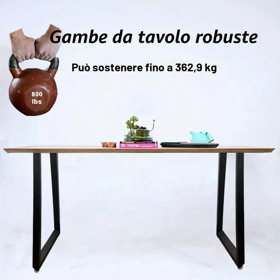QLLY Set di gambe da tavolo trapezoidali in metallo 71,1 cm per l'home office (71,1 cm, nero)