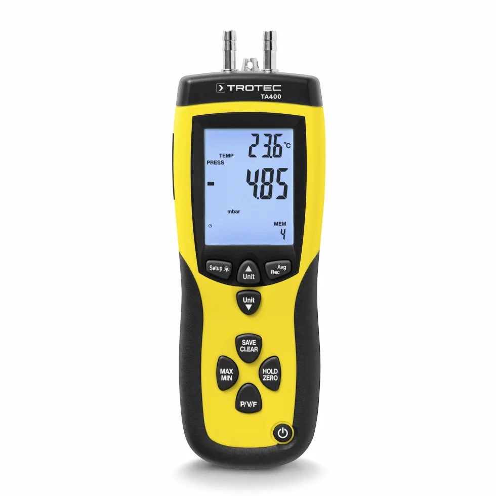 Trotec TA400 Anemometro con tubo di Pitot Nero Giallo