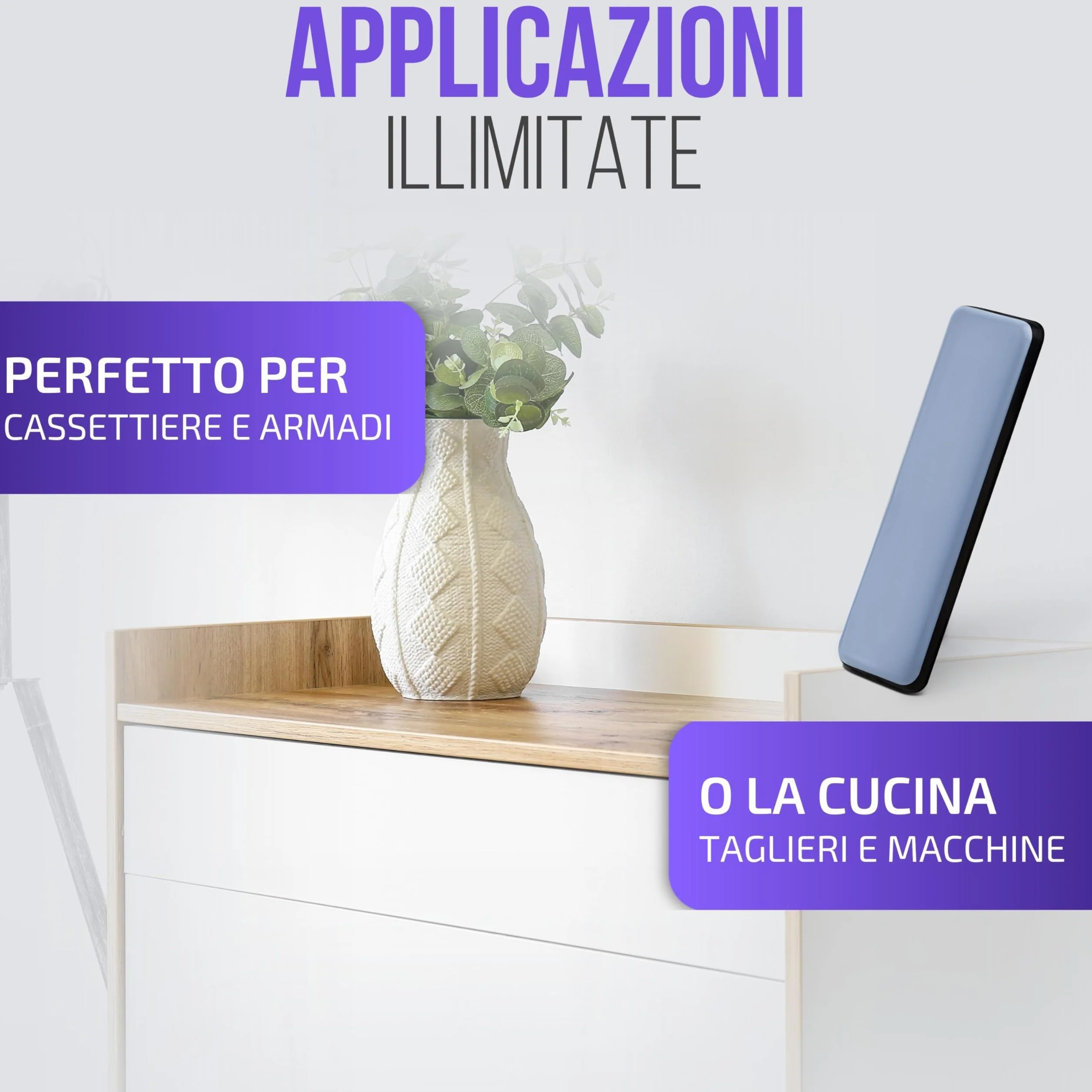 Piedini per mobili autoadesivo in Teflon 70 x 19 mm - Scivoli per mobili PTFE 8 pezzi