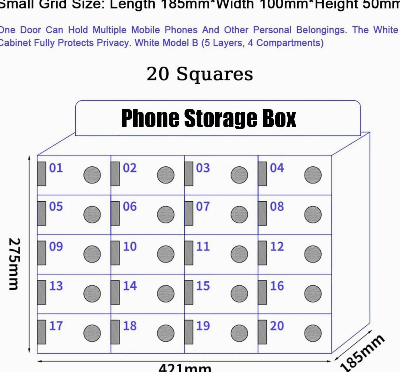 20Slo Acrilico Cellulare Locker Sicuro Telefono Sorage Cabine con Serratura Ideale per Scuole Uffici e EvensMobile Dispositivo Cassetta di Sicurezza