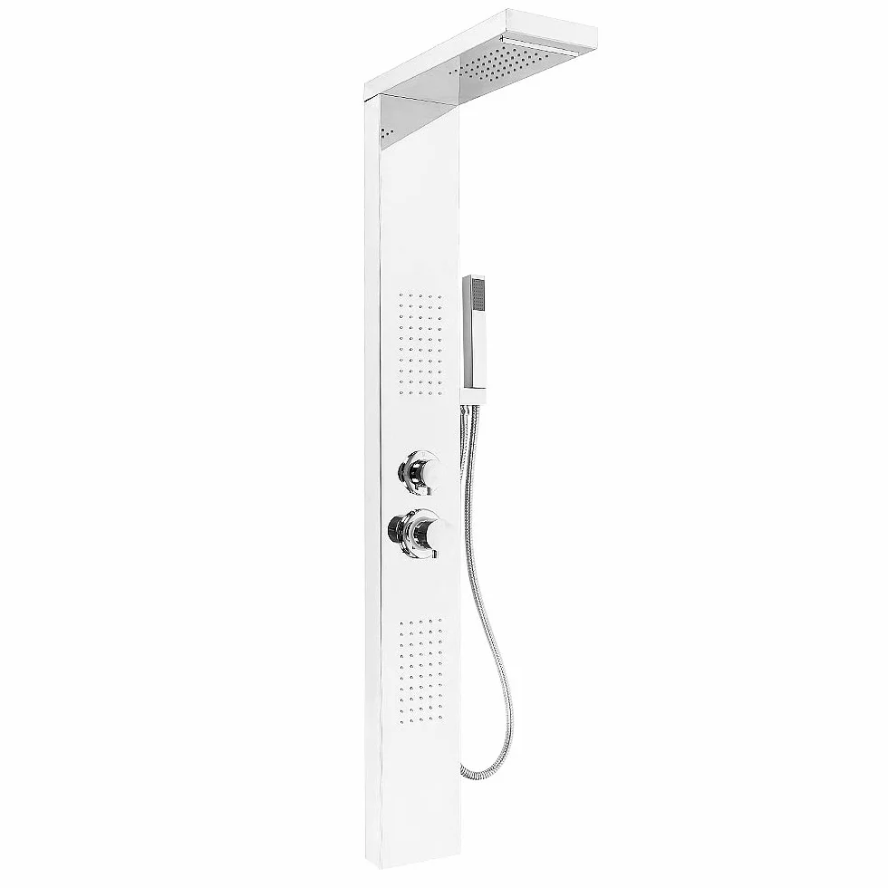 Pannello Colonna Doccia,Doccia a Pioggia in Acciaio Inox, Pannello Doccia con Doccetta 15 * 47 * 130 cm (Argento specchio)