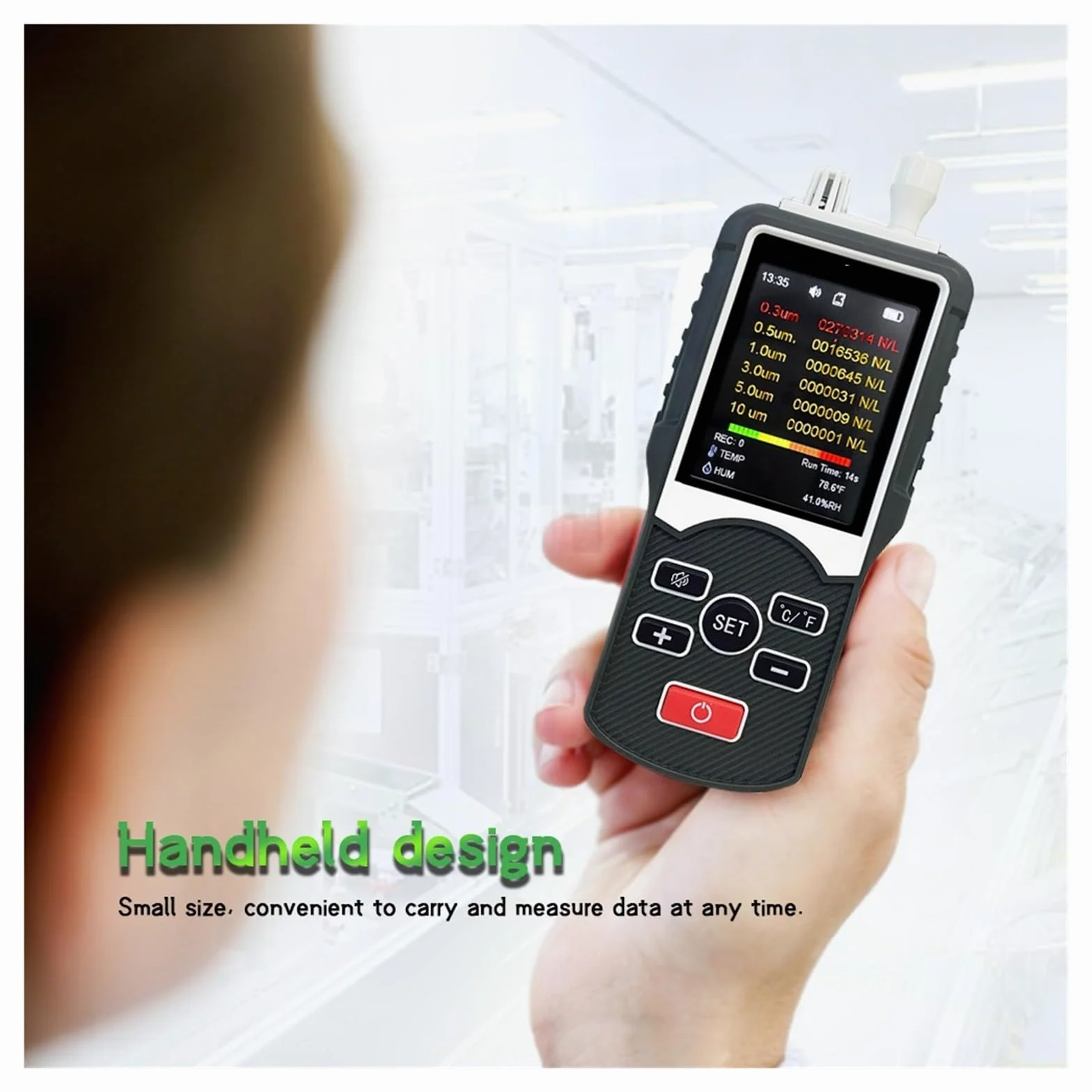 Contatore di particelle polvere Rilevatore CO2 PM2.5 a 6 canali con display LCD Tester qualità dell'aria Monitor for gas for uso domestico Per cucina e camper