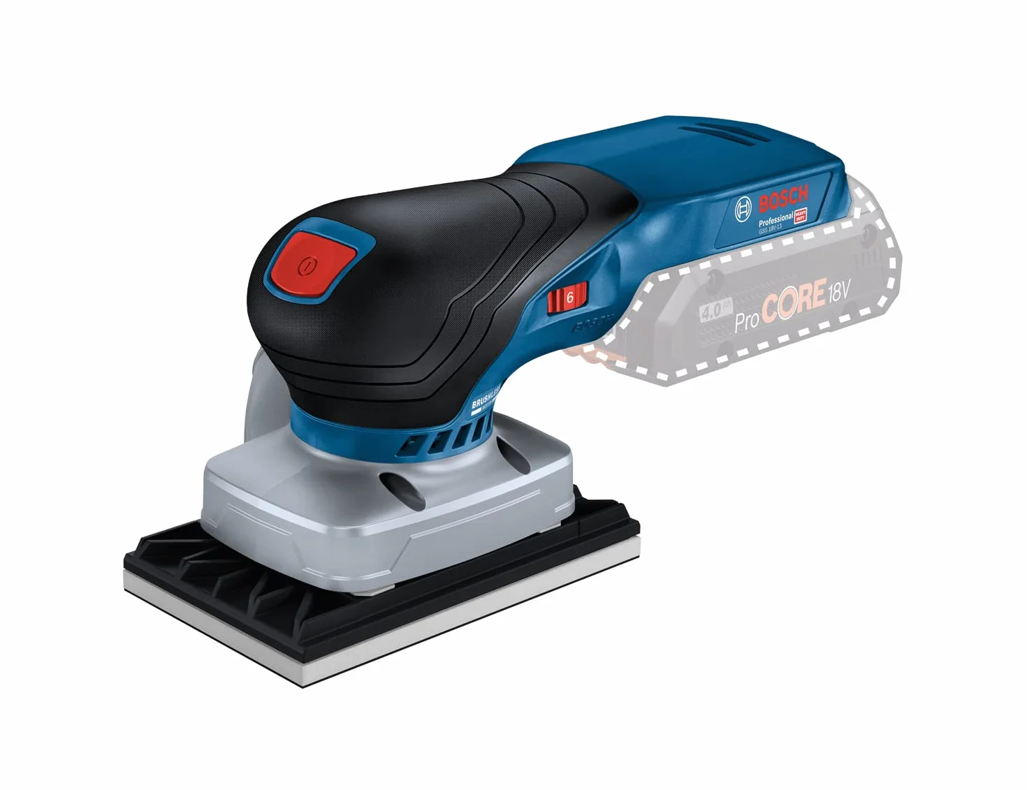 Bosch Professional 18V System Levigatrice orbitale a batteria GSS 18V-13 (motore brushless, sacchetto raccoglipol.,3 piastre abrasive,3 fogli abrasivi, piastra foracarta, L-BOXX, senza batt./caricab.)