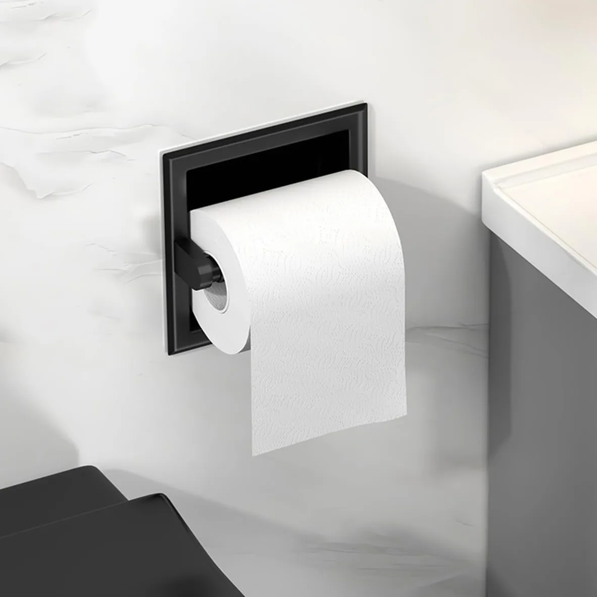 Portarotolo di carta igienica da parete, resistente, porta fazzoletti in metallo con meccanismo a molla per installazione solida a parete o armadio