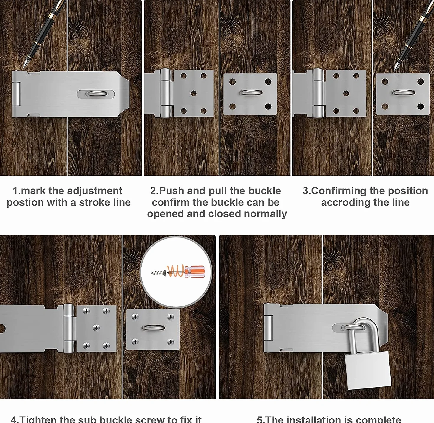 Lucchetto Hasp Acciaio Inox 304 4 Pollici Heavy Duty Serratura 50mm per Porte Armadi Garage