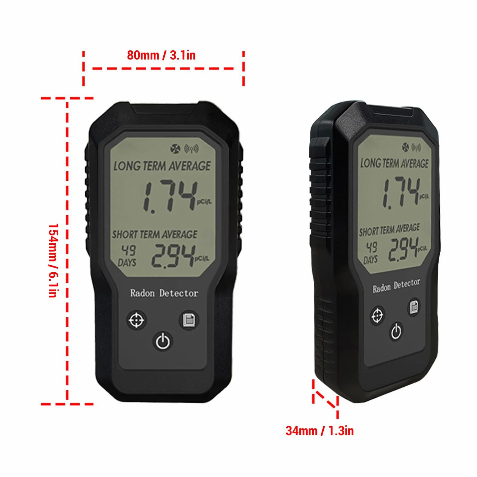Eujgoov Radon Detector Tester a Gas Radon Digitale Portatile con Letture a Breve Termine Montate a Parete per Casa