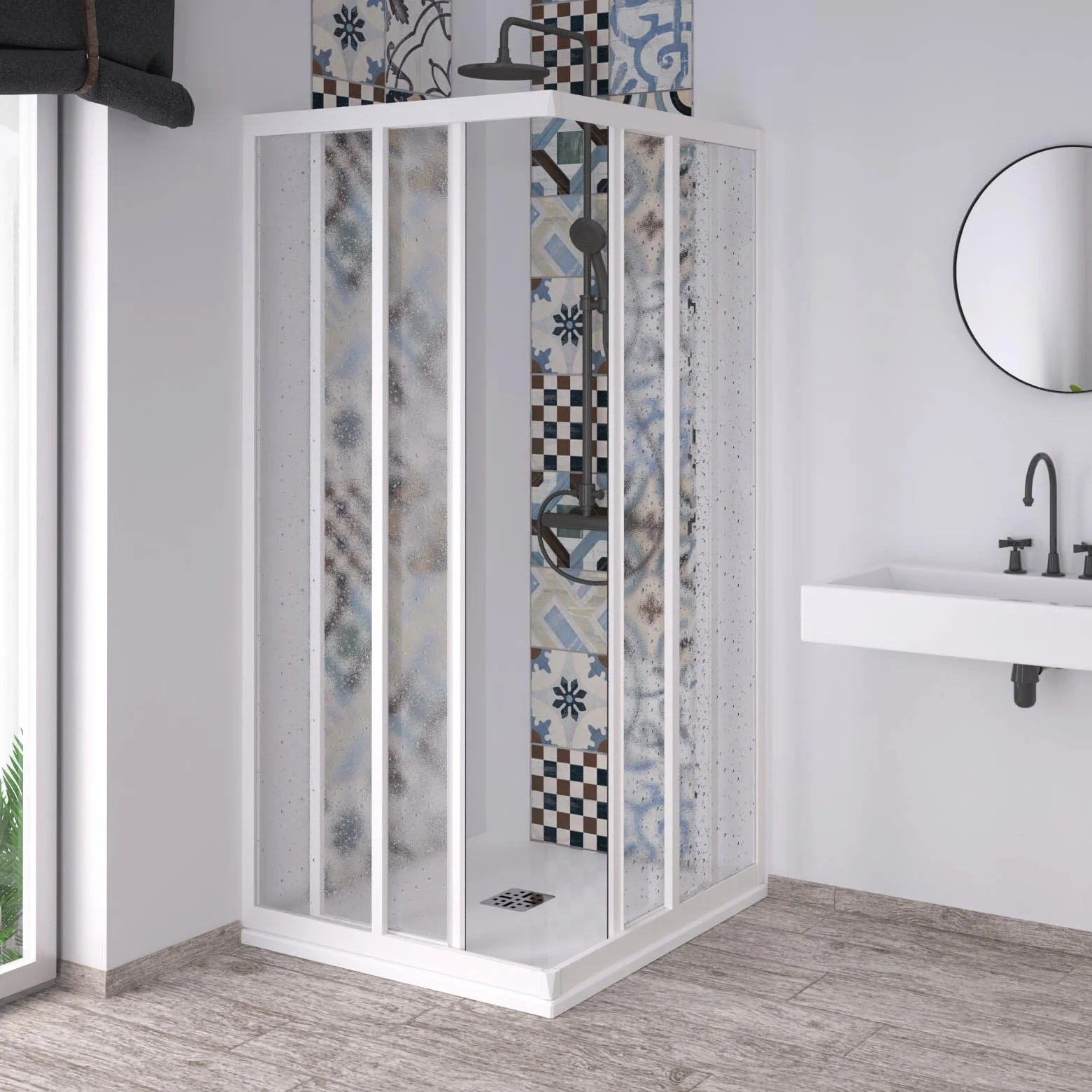 Forte Box Doccia Acrilico Angolare 70x90 cm Bianco Made in Italy