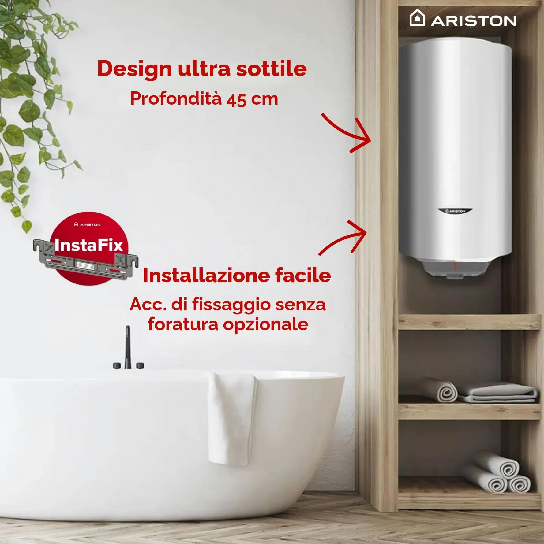 Ariston Pro1 R Scaldabagno Elettrico 80 Litri | Verticale, Resistenza Corazzata Sommersa - Regolazione della Temperatura Esterna e Meccanica