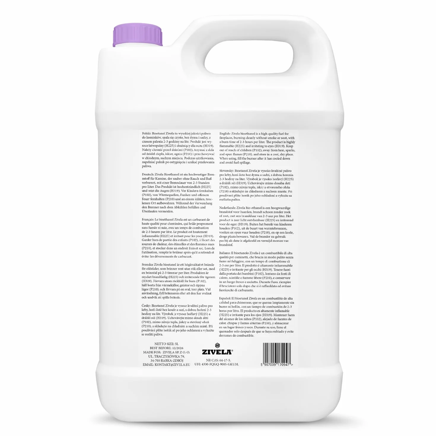 Bioetanolo 96,6% 15 l, profumo di lavanda di alcool biologico 96,6% 15 l, bioetanolo per camino, caminetto, camino a bioetanolo, profumo di lavanda, combustione pulita, senza fumo, fiamma vivida e
