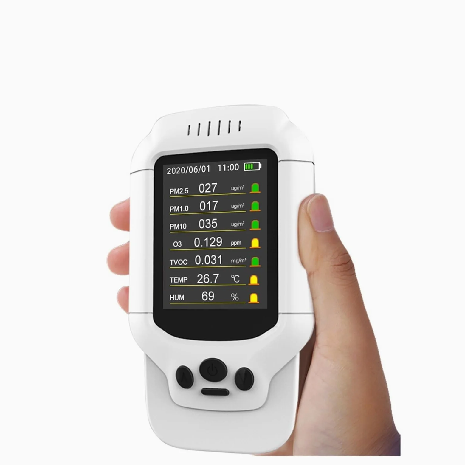 Misuratore di ozono portatile Rilevatore O3 0-5ppm Gamma Tester Monitor qualità 'aria TVOC Analizzatore PM2.5 Sensore gas Per cucina e camper