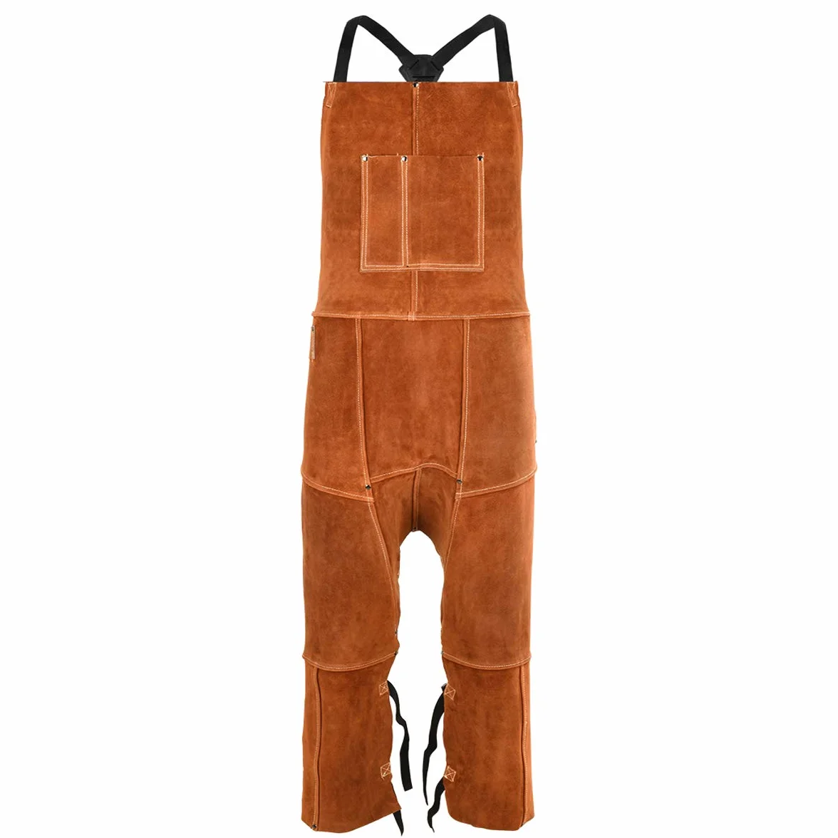 QeeLink Grembiule da Saldatura in pelle, Gamba Divisa Grembiule da Lavoro, Resistente al Calore e Ignifugo Grembiule Falegname con 3 tasche per Fabbro, Carpentiere