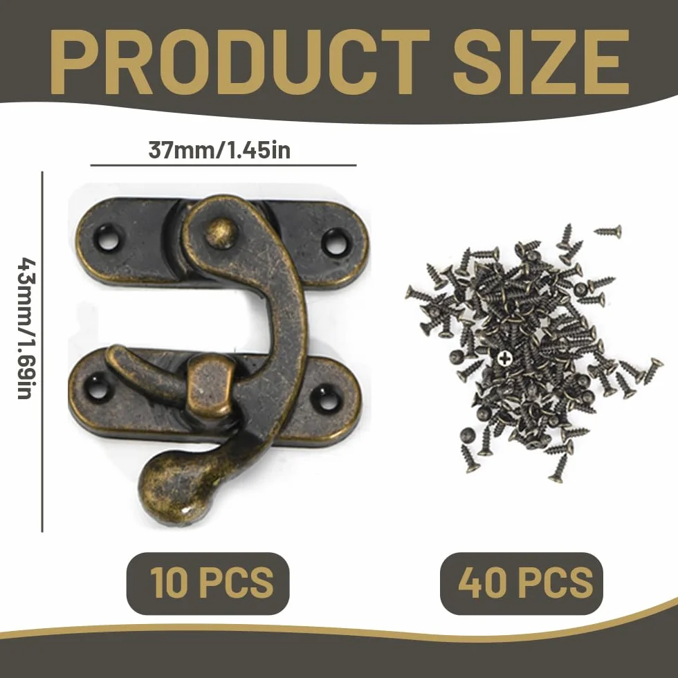 Antico Hasp Gancio 10 Pezzi, Oro Bronzo Scatola Di Legno Hasp, Per Portagioie Scatole Regalo