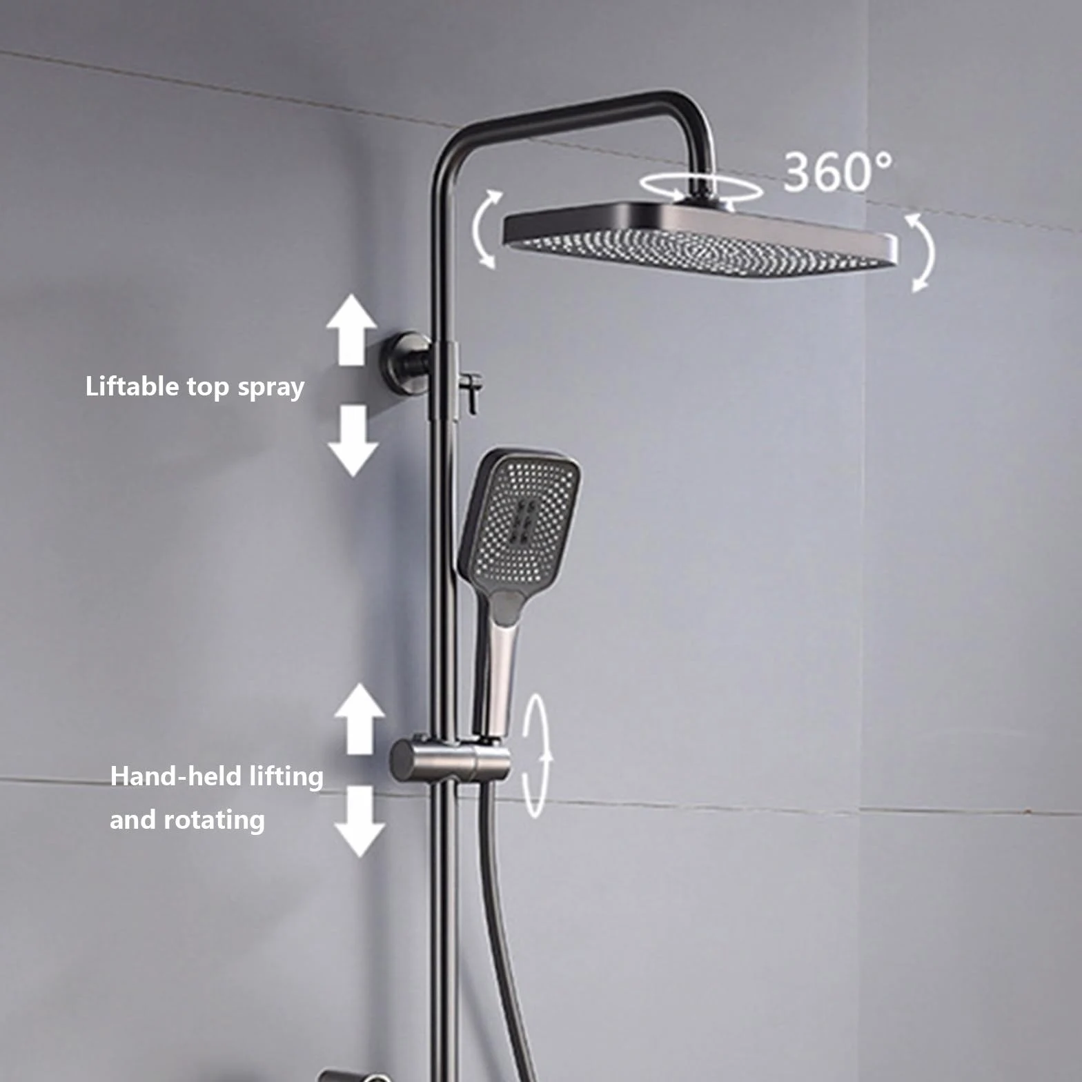 Sistema Doccia con Display Digitale a LED, Set di rubinetti a 4 funzioni, Montaggio a Parete, Combinazione Pioggia per Bagno, Vasca in Ottone con doccetta e Bidet (Bianco)