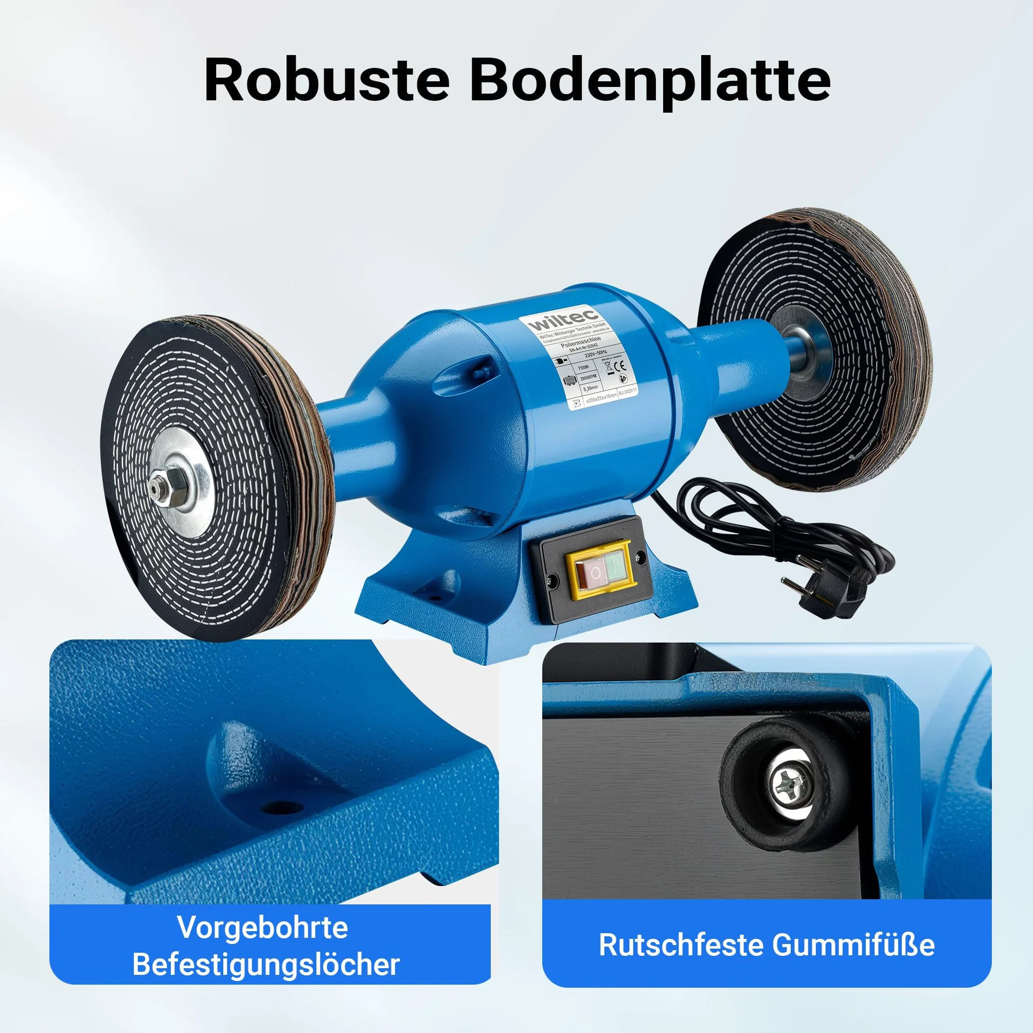 Lucidatrice 750W 2 dischi Ø 200mm Smerigliatrice doppia