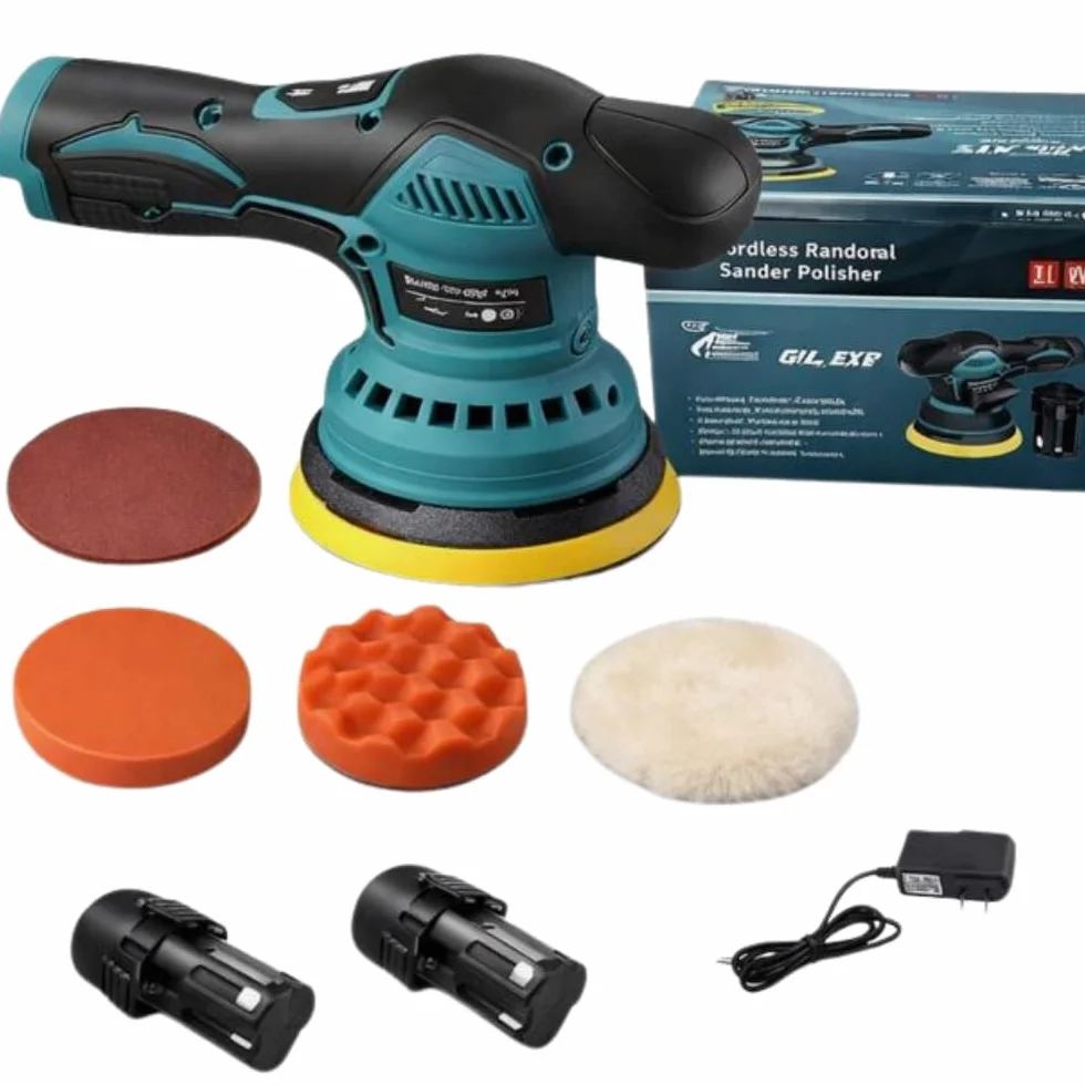 Lucidatrice per Auto a Batteria 24V 380W Professionale Rotorbitale con 2 Batterie 8 Velocità Kit Completo