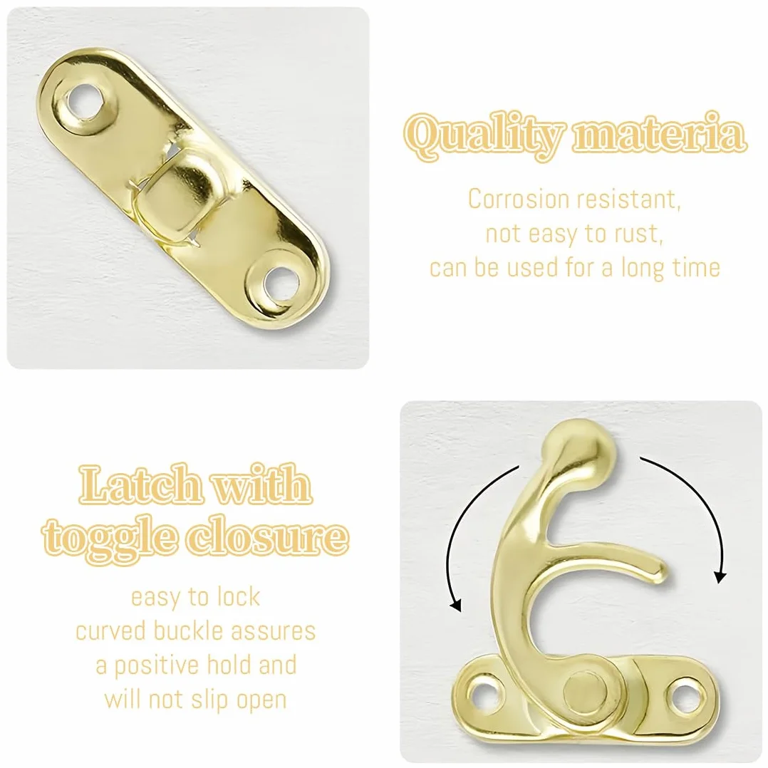 Antico Hasp Gancio 8 Pezzi Bronzo Legno Scatola Portagioie