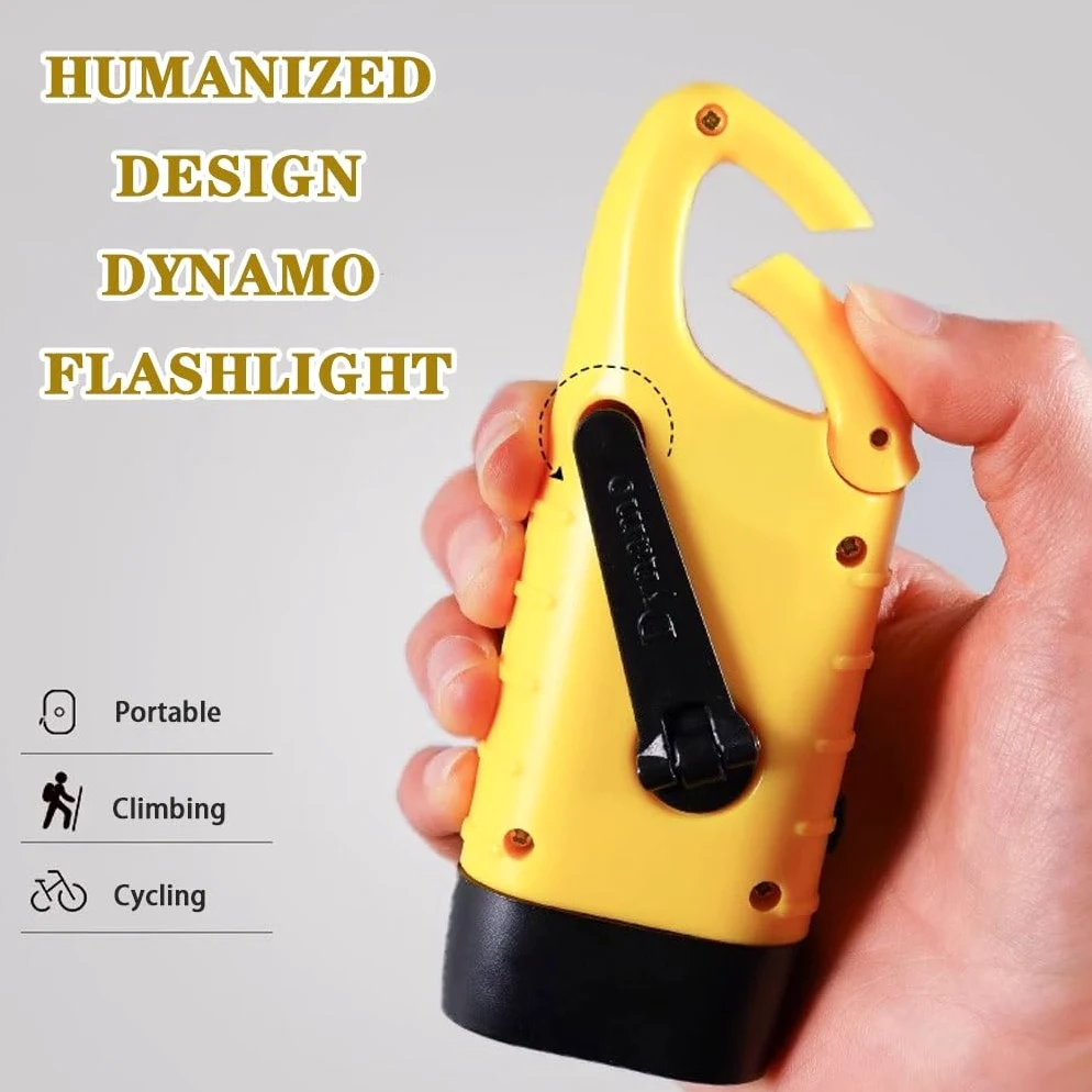 Luce di Emergenza All'aperto 4 Pezzi Torcia Elettrica A Manovella, Torcia Elettrica di Emergenza A Manovella, Torcia Elettrica Manuale Impermeabile, Alimentata Ad Energia Solare(Yellow Color)