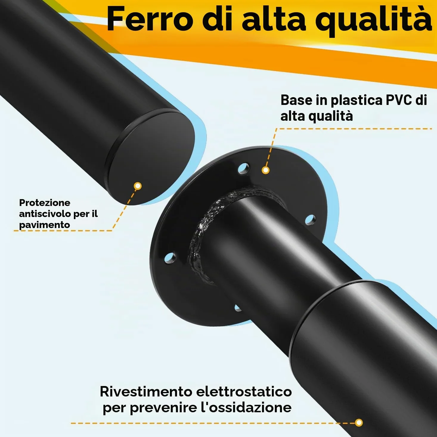 Confezione da 4 piedini per mobili, gambe regolabili da 70 a 110 cm, Fino a 200 kg per mobili, gambe da tavolo in acciaio, Caricabile divano-letto, comodino, armadietto (nero)