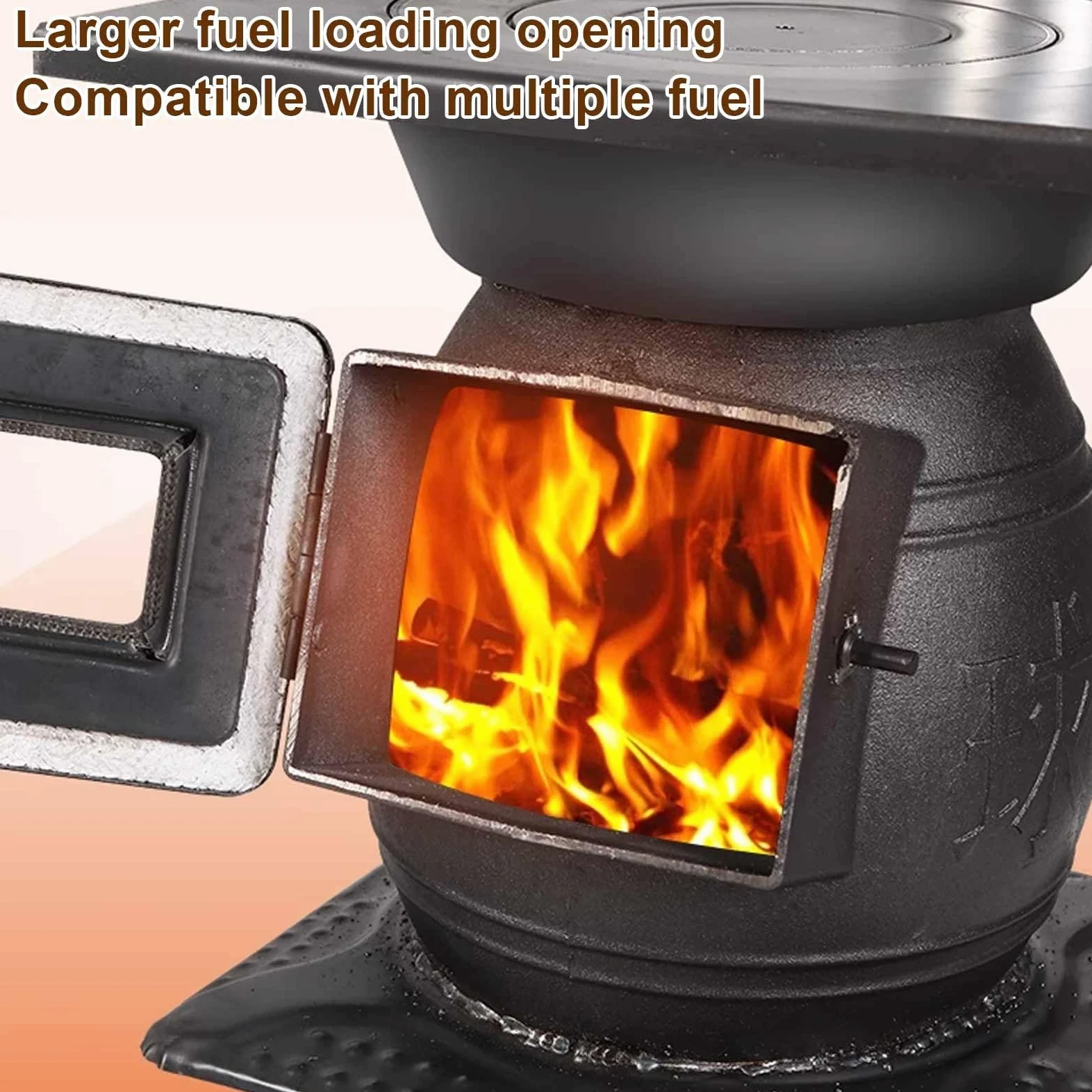 Stufa a Legna In Ghisa con Finestra di Osservazione del Fuoco, Efficiente Dissipazione del Calore Combustione Secondaria, Completamente Saldato Senza Fumo Stufe a Legna da Interno