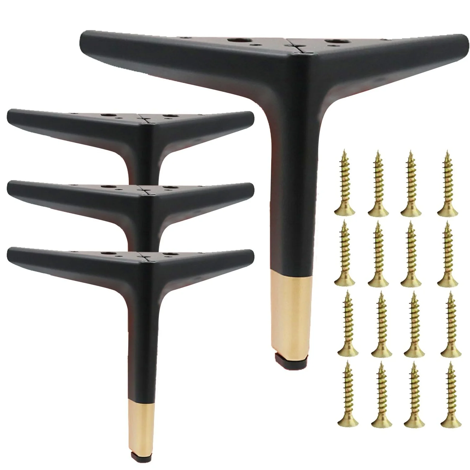 4 Pezzi Piedini per Mobili In Metallo con Tappetini Antiscivolo Piedi per Mobili Triangolari Piedini per Divani Gambe per Mobili Fai da Te per Divano, Mobiletto, Credenza, Poltrona, Pouf(Multi-colored