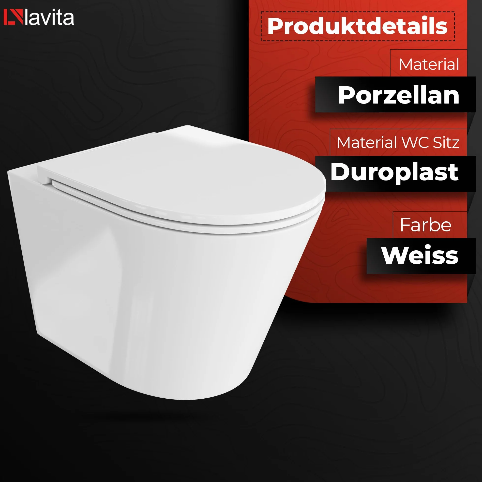 Lavita LAV 101 LAV 200.1.2 Set WC sospeso a parete 40cm fondo profondo GALVE Bianco senza brida Piastra comando Cromato