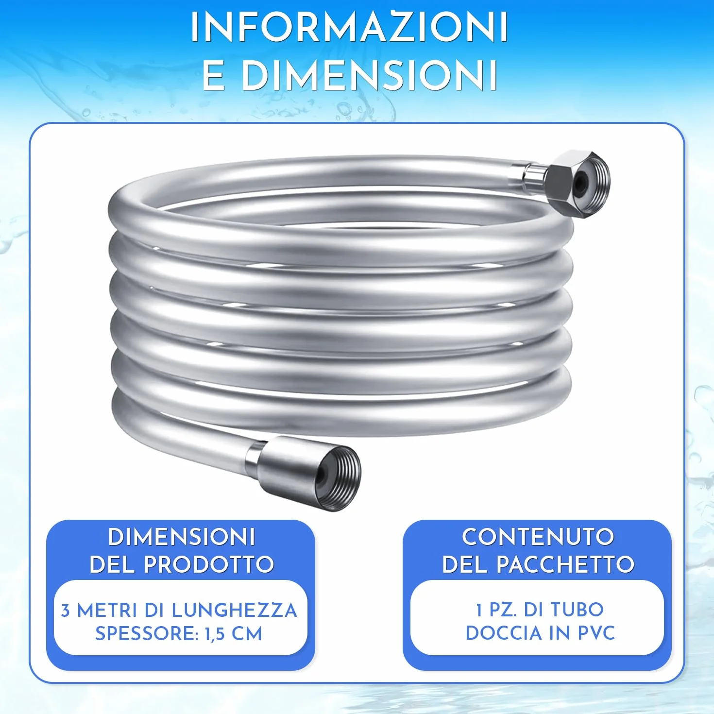 Tubo doccia 3 metri pvc flessibile raccordo universale antitorsione flessibile doccia 3m tubo flessibile doccia