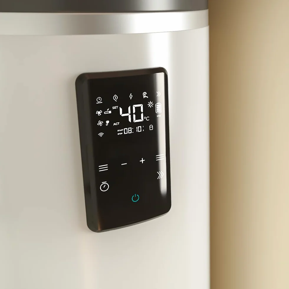 Cecotec Scaldabagno Elettrico 100Li Verticale con Display Touch AeroThermal 100L. Energia Sostenibile, Basso Consumo, Touch Screen, Controllo APP, R290, Temp. Fino a 75ºC