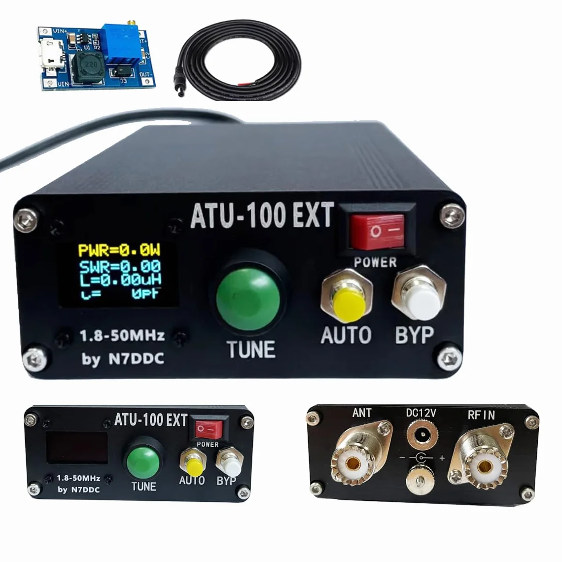 MALAHIT ATU-100 EXT Sintonizzatore antenna 1.8-50MHz atu100 by N7DDC 7x7 0.96 pollici OLED 3.2 Firmware programmato con alloggiamento assemblato macchina con cavo USB (senza batteria)