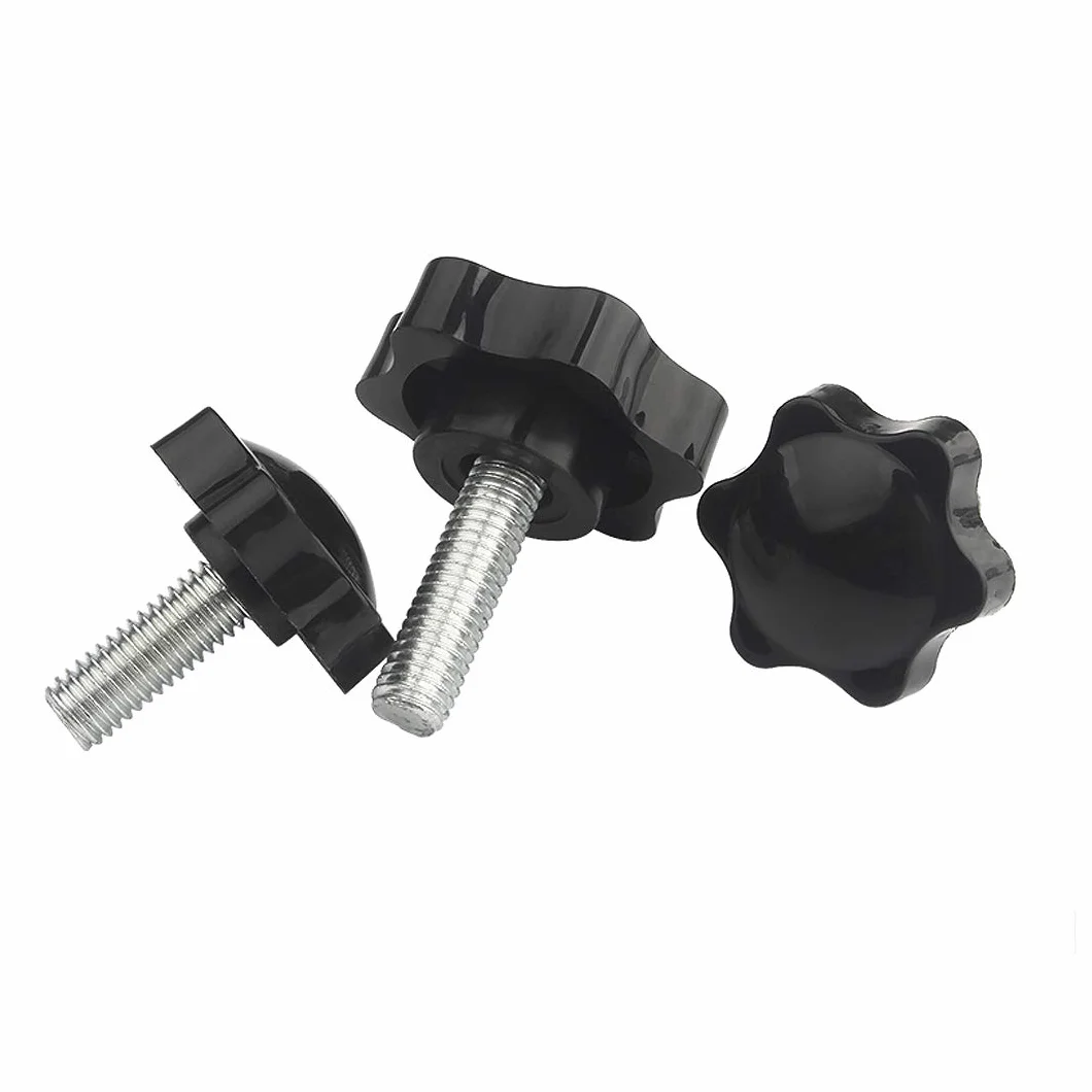 Vite a testa zigrinata M6×40mm Manopola di serraggio in plastica nera Maniglia a stella per macchina utensile