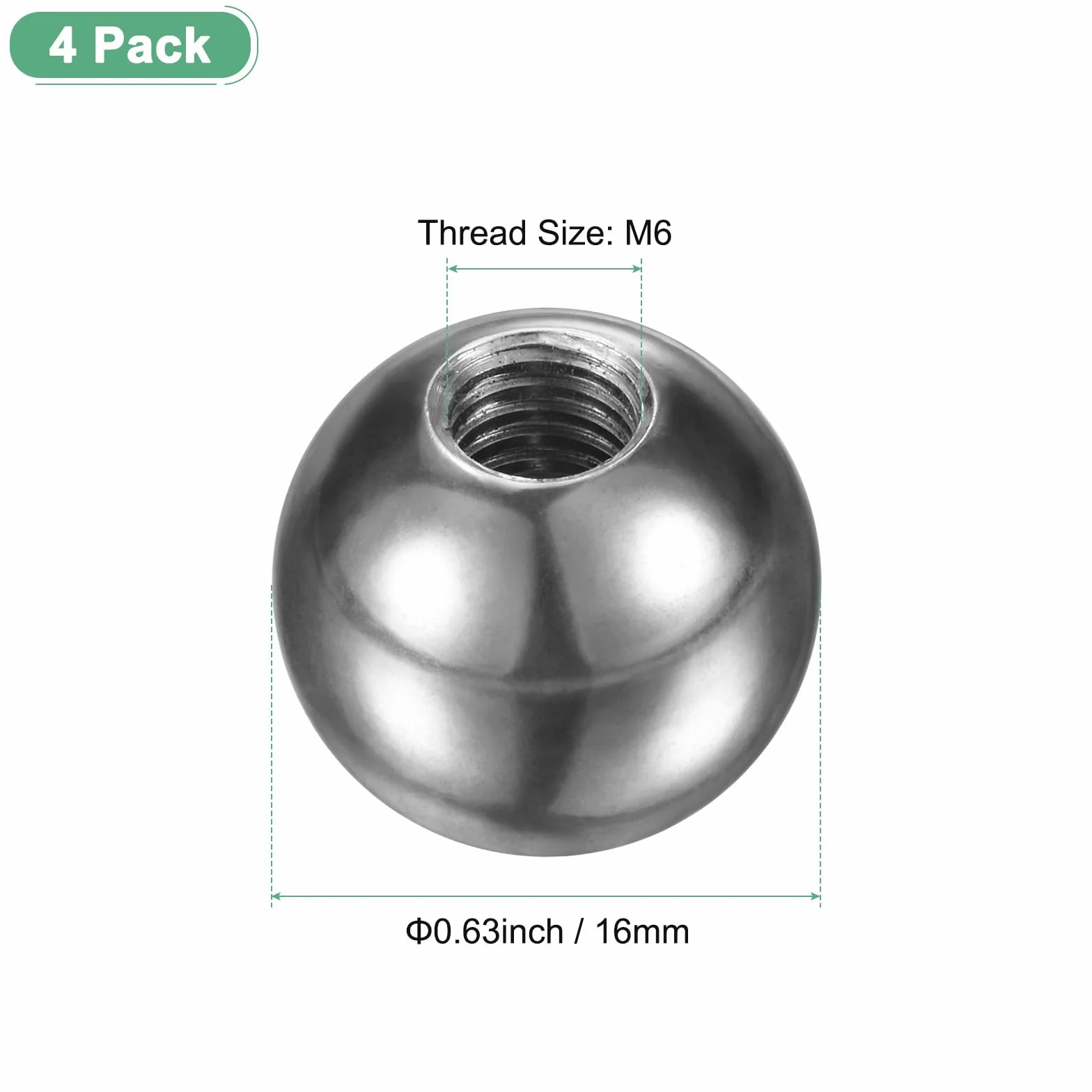 M METERXITY Pomelli A Sfera Filettati M6x16mm 304 Acciaio Inossidabile Tappo A Sfera [Argento]