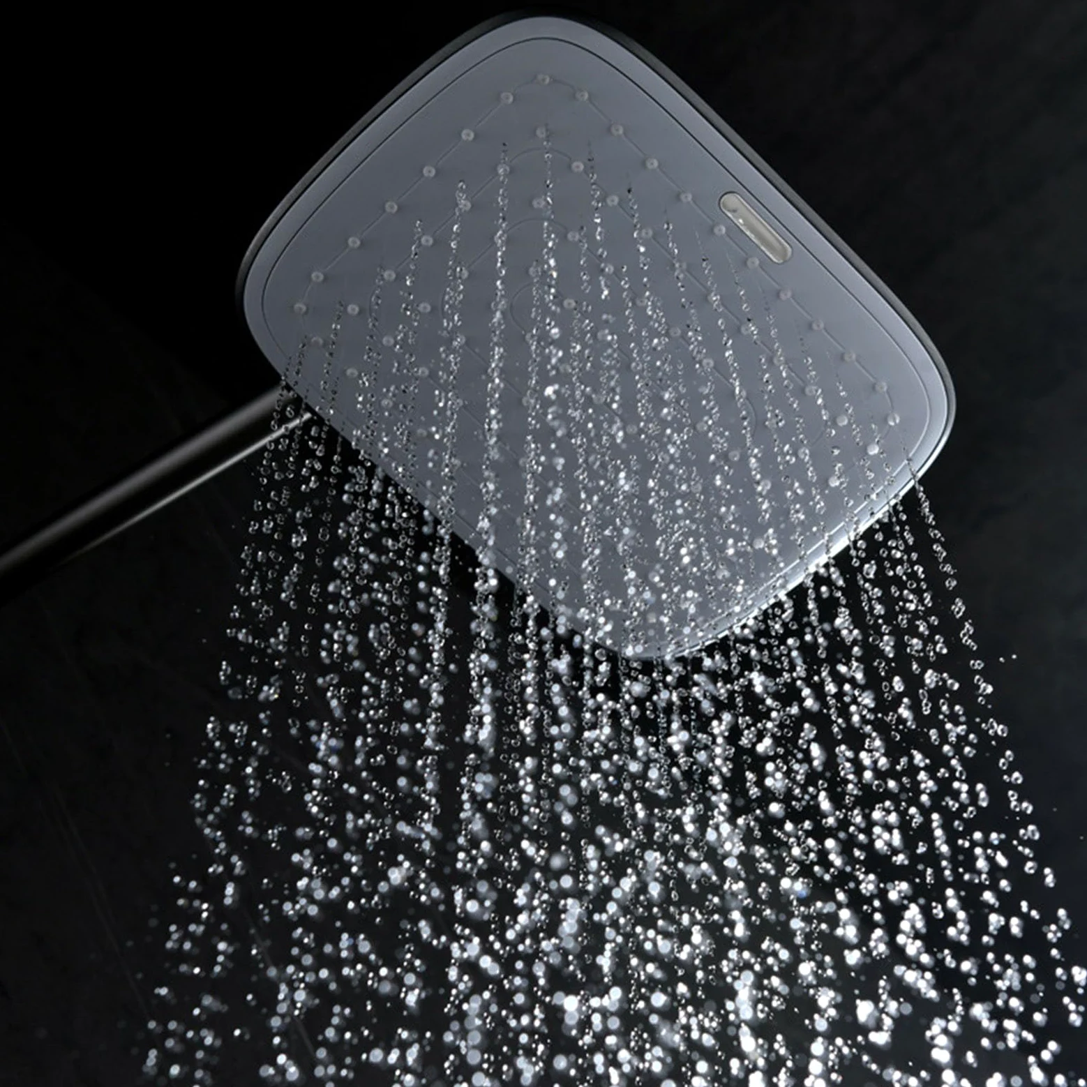 Kit Doccia a Muro con Soffione Rettangolare Miscelatore Cascata e Doccetta | Grigio Canna di Fucile Nucleo Della Valvola in Ceramica, Distanza Dei Fori Regolabile Da 13,5 a 16,5cm