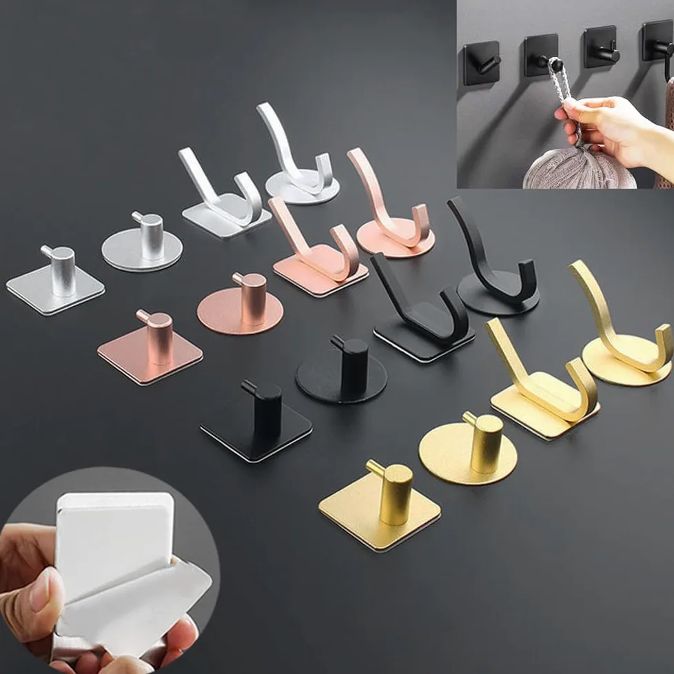 2 pezzi multiuso gancio a muro per porta, chiave, stoffa, cappotto, bagno, accappatoio, gancio, cucina, ferramenta, scaffale, borsa, gancio, organizzatore, appeso, B, nastro, 1