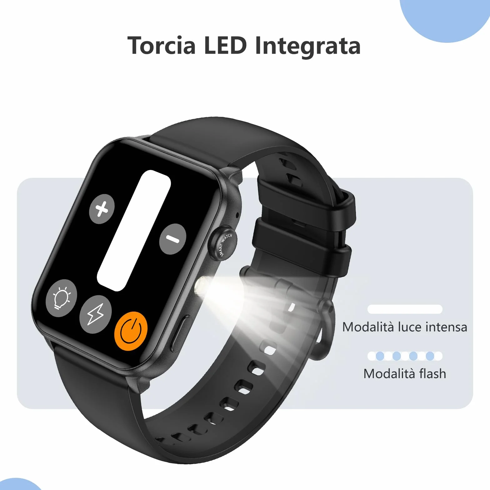 Smartwatch Uomo Donna, Orologio Smartwatch con Effettua/Risposta Chiamate, LED Torcia, Orologio Intelligente con DIY Quadranti, Contapassi, Sonno, Smart Watch per Android iOS(2 Cinturini)