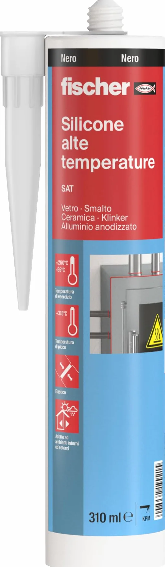 Fischer SAT Silicone Alte Temperature Nero 315° Sigillante per Canne Fumarie