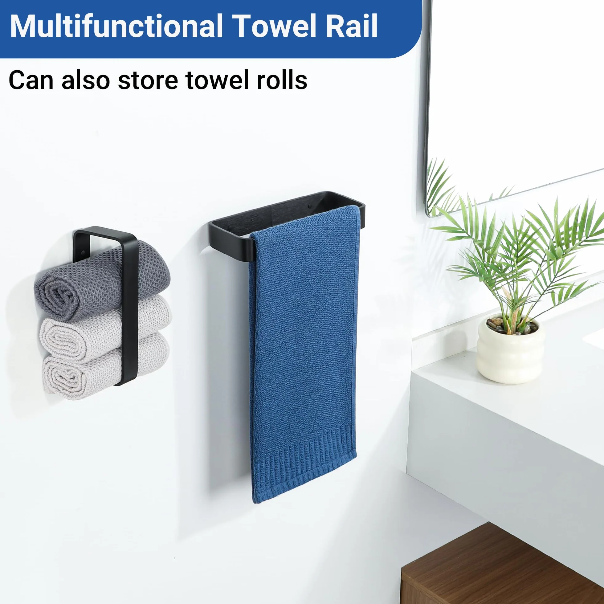 SAYAYO Porta Asciugamano Autoadesivo Nero 20cm Anello per Bagno Cucina