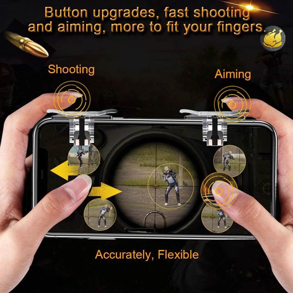 GOLRISEN Pubg Controller di gioco mobile, confezione da 2 pulsanti di gioco per telefono, trigger del telefono Pubg di joystick di controllo sensibile per mira e chiavi di attivazione del fuoco per