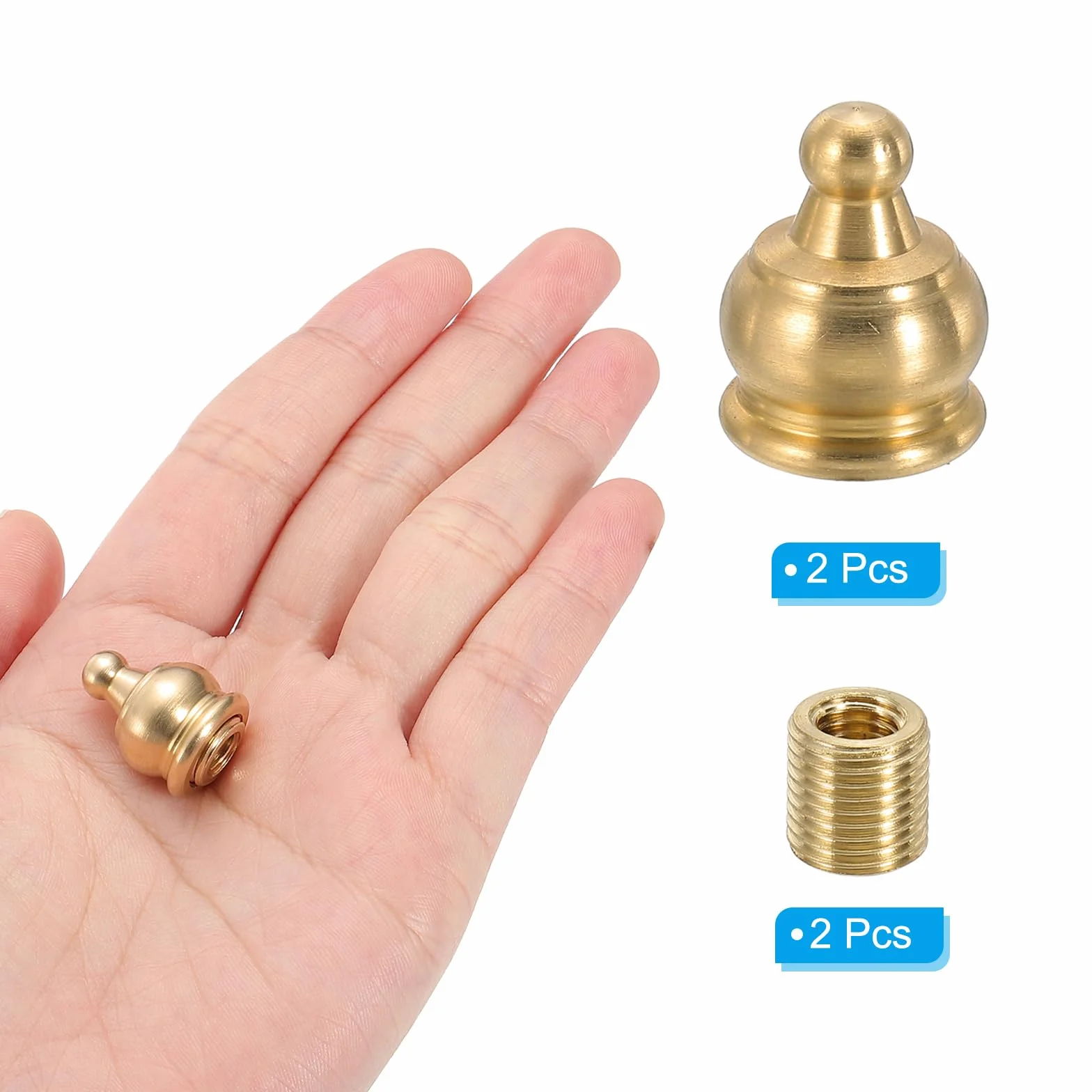 PATIKIL Pomelli Cappucci per Lampade 14.5 x 19mm Ottone Massiccio 2 Set con Adattatore Riduzione
